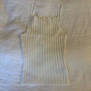 H&M Off White Tank Ribbed Square Neck
